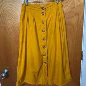 Madewell Mustard Midi Button Up Skirt Size 4